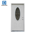 polyurethane foam injected decorative inswing steel door with glass insert